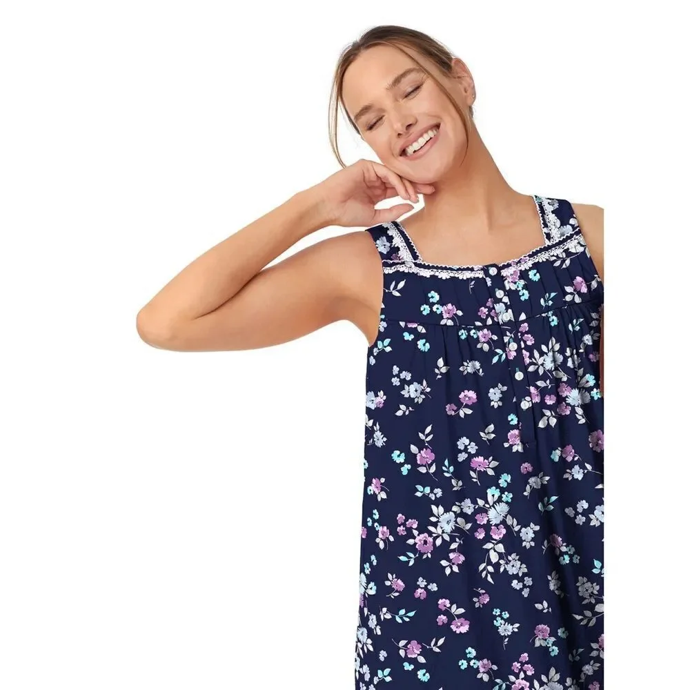 Women's Sleeveless Cotton Nightgown Lounge Pajama Size S